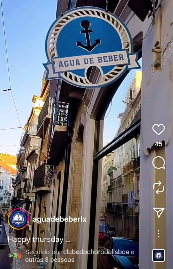 vídeo reels bar agua de beber lisboa no instagram
