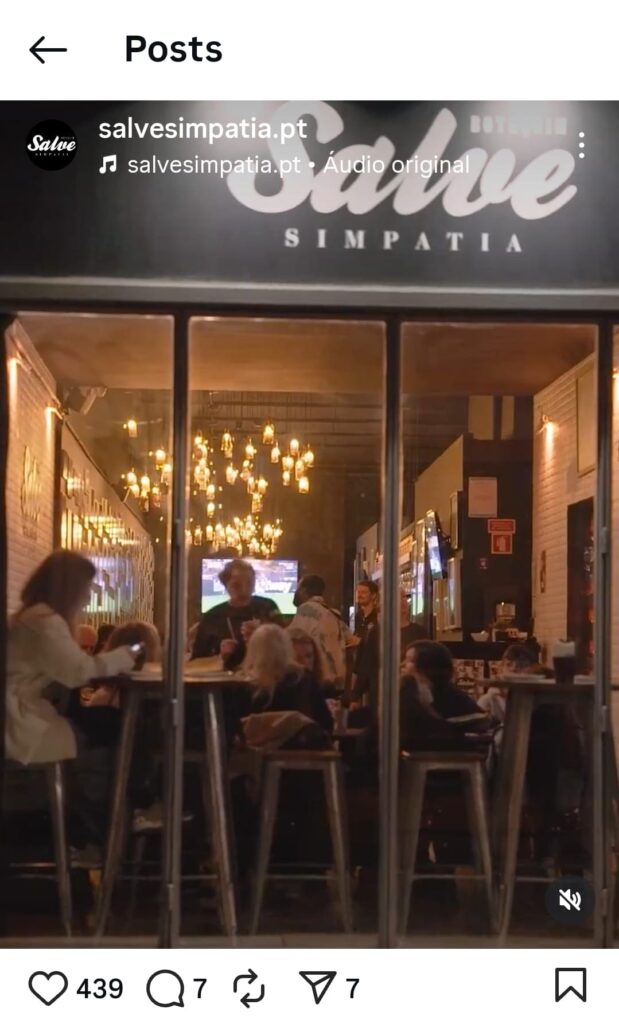 vídeo reels salve simpatia bar brasileiro no porto